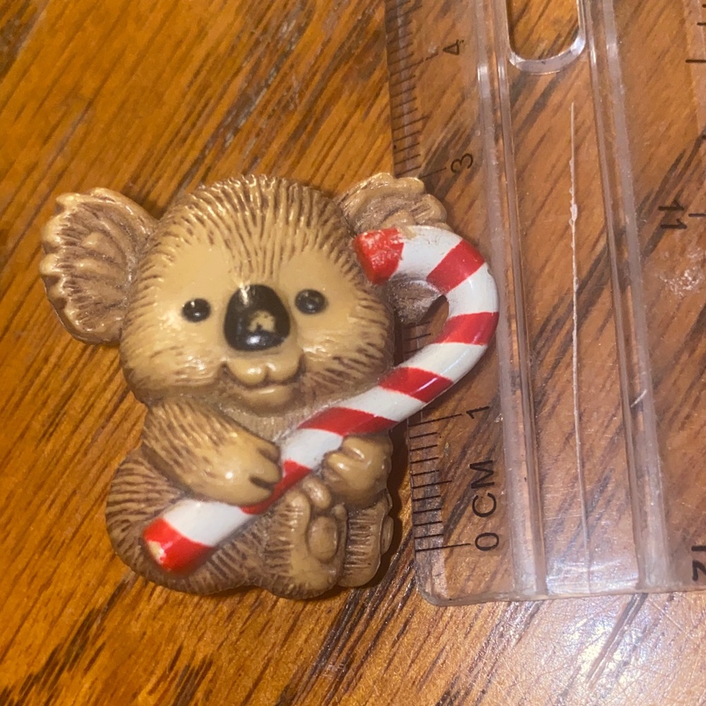Hallmark Tan Koala with Candy Cane Pin